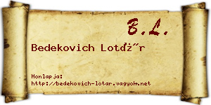 Bedekovich Lotár névjegykártya
